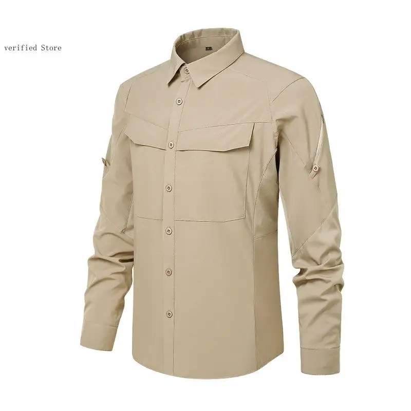 Outdoor Quick Drying Windproof Waterproof Hiking Suit Fishing Hiking Tops Breathable Long Sleeved Shirt for Men