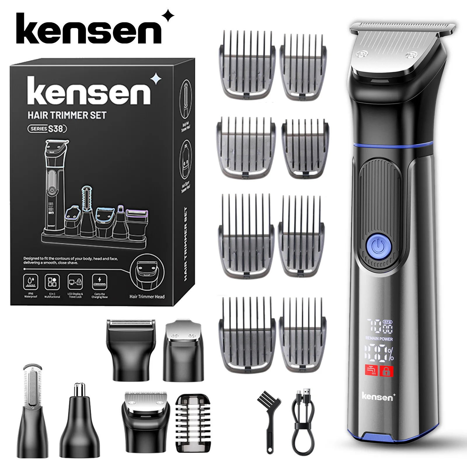 kensen-s38-electric-hair-trimmer-for-men-6-in-1-body-hair-shaver-nose-beard-trimmer-ipx6-waterproof-hair-cutting-machine-barber