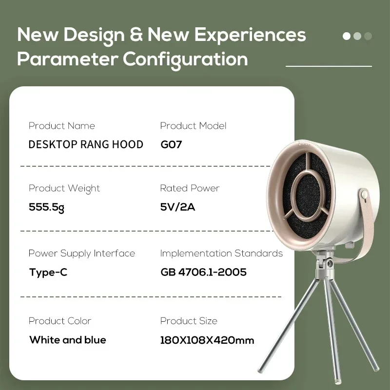 Hotte de bureau USB, Mini ventilateur d'extraction de cuisine Portable, filtre amovible à 3 vitesses pour la cuisson de Barbecue, petits espaces, nouveau 2025