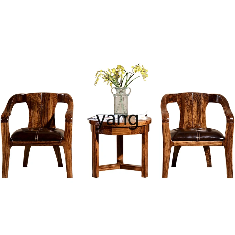 

LTT Modern Chinese Style Black Walnut Single Sofa Chair Living Room Solid Wood Leisure Chair Balcony Leisure Chair