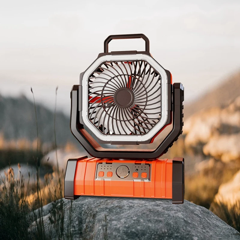 Nuovo ventilatore da campeggio esterno 20.000 Mah Ventilatore da pesca con testa tremante ricaricabile USB direzionale regolabile a quattro velocità