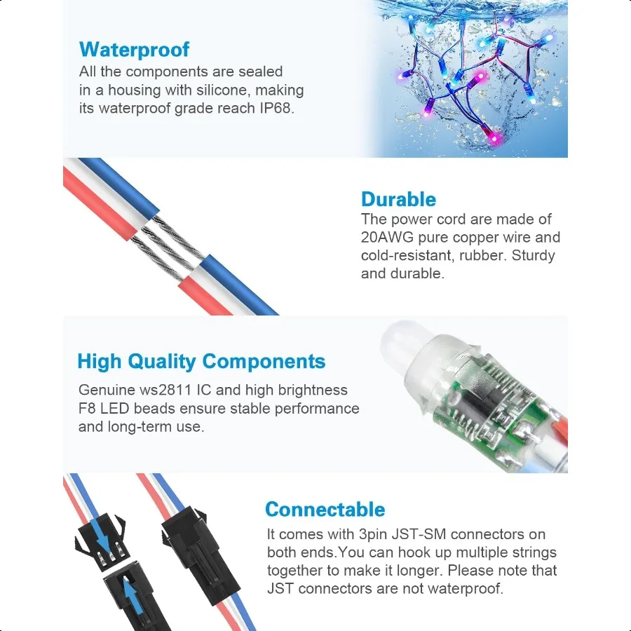 ALITOVE WS2811 RGB LED Pixel Luce individualmente dimmerabile 12mm Diffusa Digitale a colori LED Pixel Modulo Luce 12V 50 pezzi fo