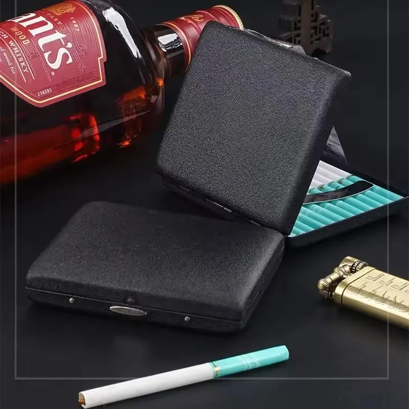 Premium Black Frosted Boutique Box: Sturdy Metal Pocket Cigarette Storage Case Practical Tobacco Container Smoking Accessory