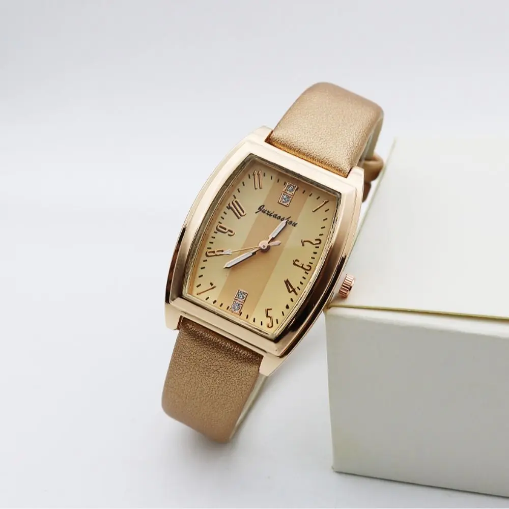 Elegant Retro Women's Watch with Diamonds Square Quartz Watch Digital Leather Wrist Watches for Women Ladies Gifts