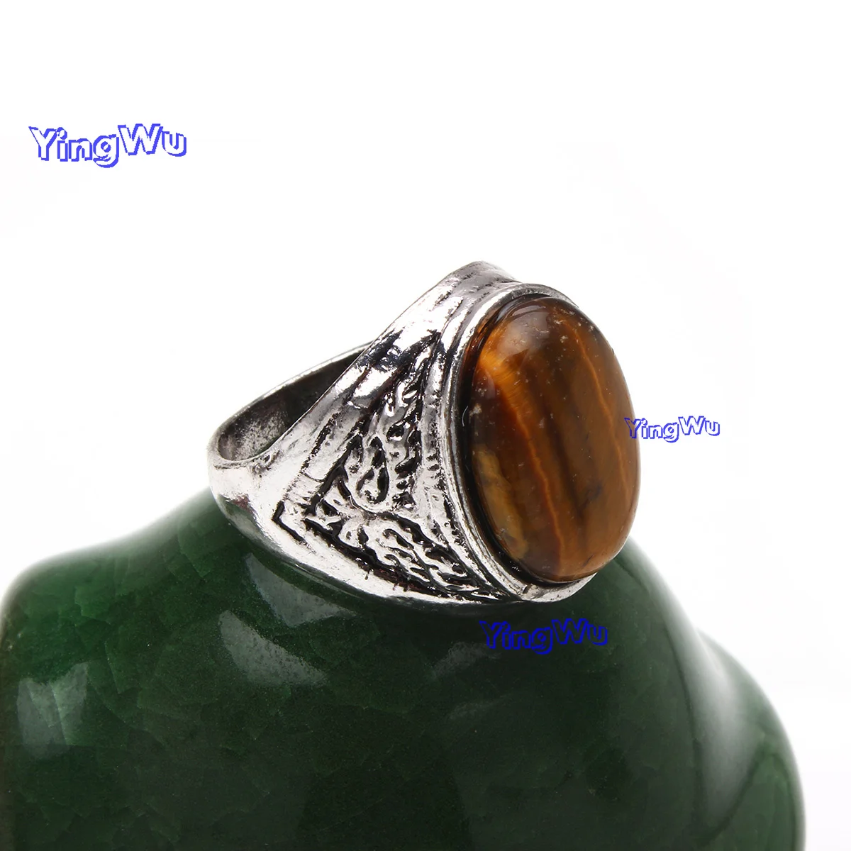 10pcs/Lot Wholesale Colorful Tiger Eye Natural Stone Finger Rings For Bohemia Mix Style Silver Color Hollow Alloy Metal Jewelry