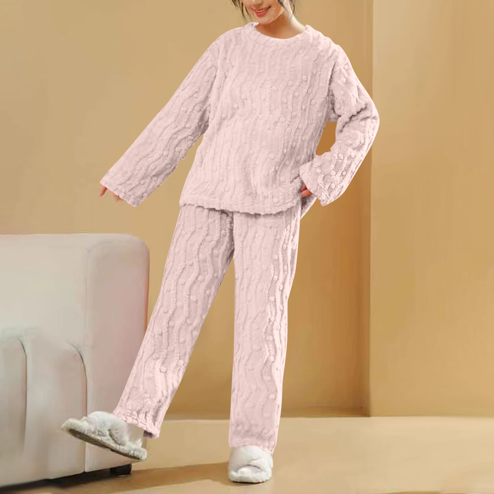 

Women's Pajama Trousers Loungewear Sets Nightwear Solid Casual Pajamas For Women Two Pieces Sleepwear Female Home Suit Clothes