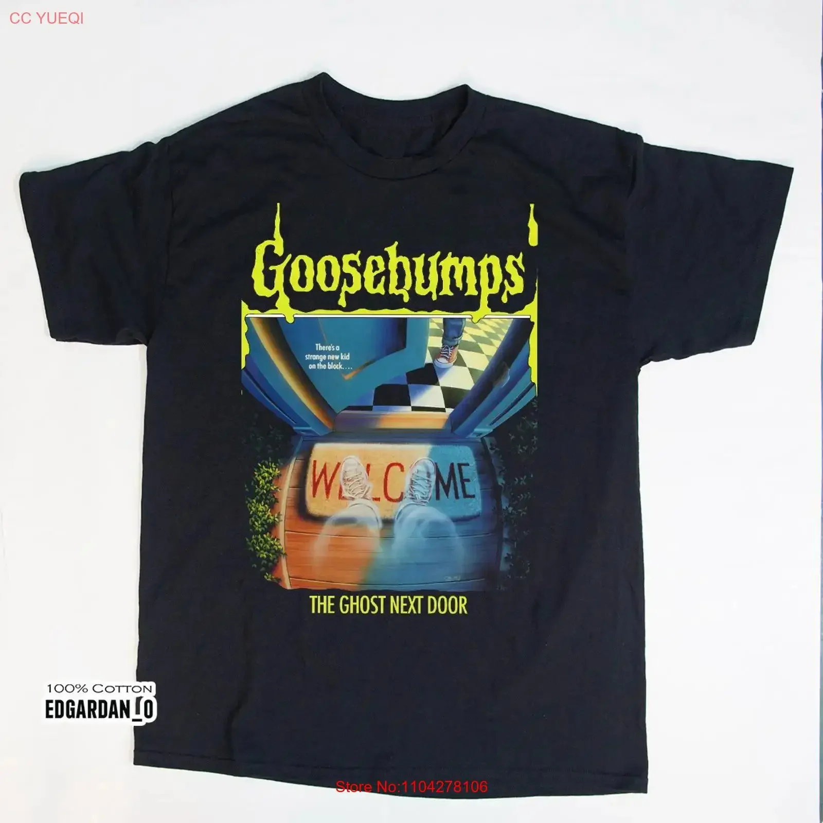 NUEVA camiseta negra con estampado de Goosebumps The Ghost Next Door, talla S 5XL, estilo vintage, lavada, versátil, para uso diario, elegante