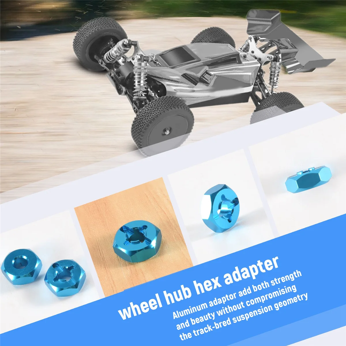 Aluminum Alloy 12mm Combiner Wheel Hub Hex Adapter Upgrades for Wltoys 144001 1/14 RC Car Spare Parts,Blue