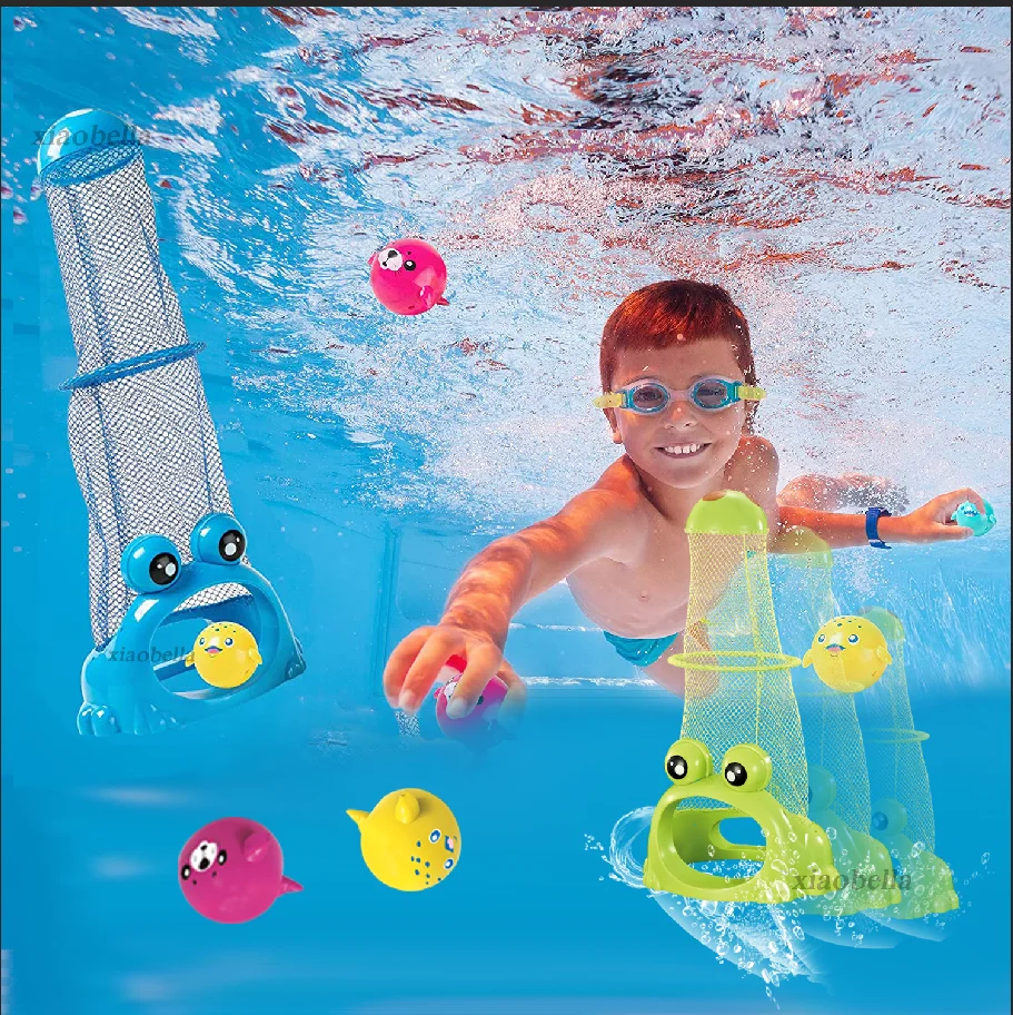 Summer Diving Training Toys Feed The Frog Game The Bottom Feeder Underwater Swimming Pool Dive Toys Bath Toys for Boys and Girls