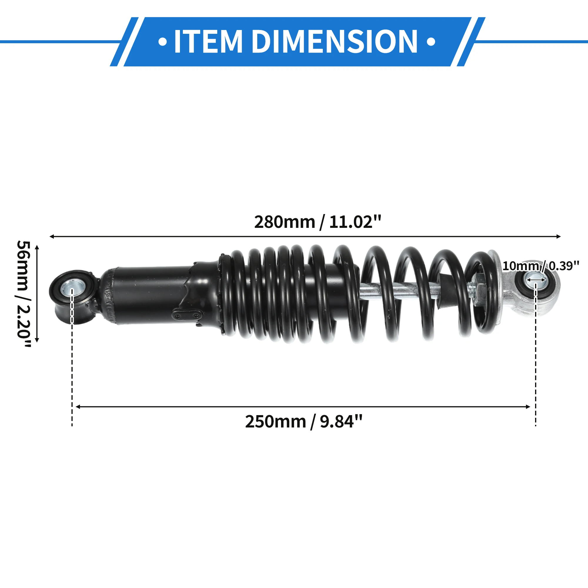 Motoforti 1 Paar Motorrad-Hinterradaufhängungsschock 280 mm 290 mm 320 mm Luftfederung hinten Stoßdämpfer Federbeine Feder Universal – Detail 5