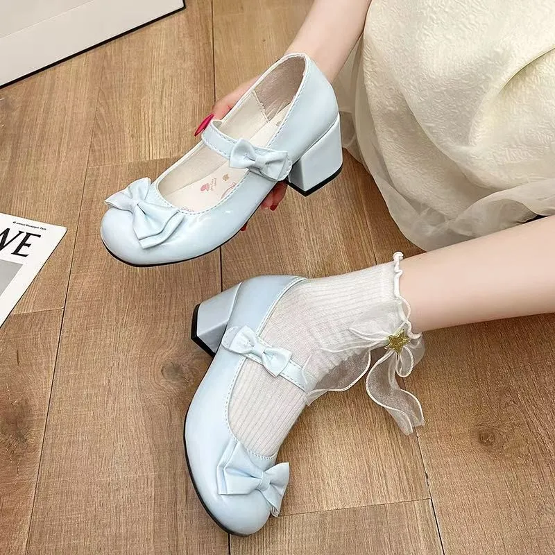 

New Style Women's Fashion Mary Jane Shoes Shallow Ladies Casual Butterfly-knot Shoes Eelgant Dress Leather Shoes Zapatos Mujer