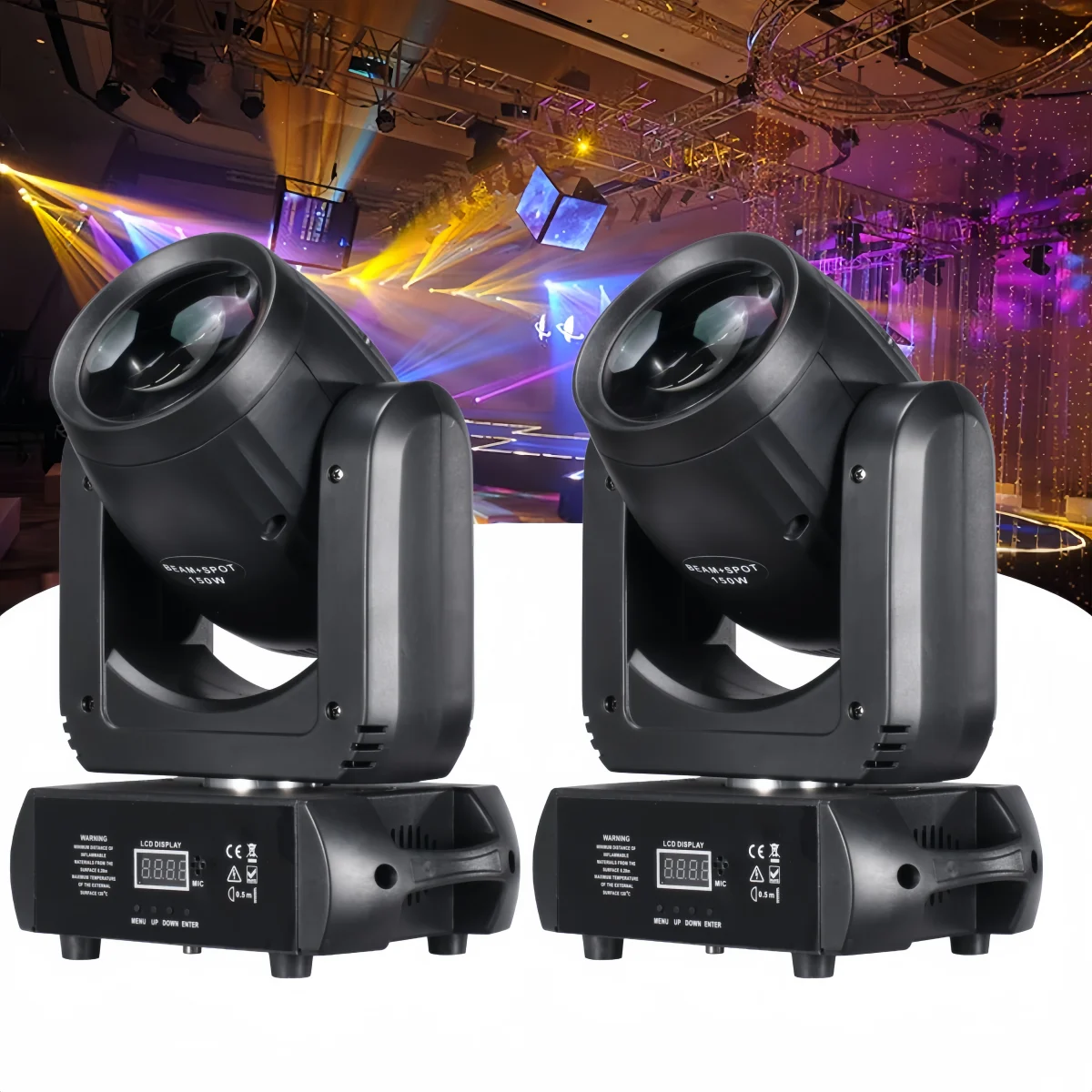 150W Mini LED Moving Head Lights Beam&Spot 18 Rotating Prisms 8 Colors&8 Gobos DJ Disco Bar Strobe Disco Lights