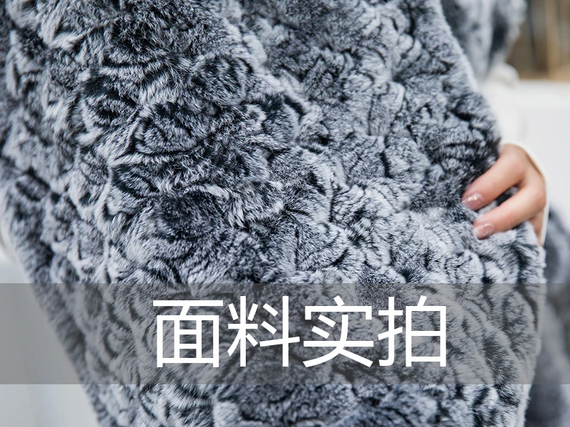190*36cm Winter Gestrickte Echt Rex Kaninchen Fell Schal mit Tasche Breite Frauen Natürliche Kaninchen Fell Quaste Schal warm Langen Fell Schals – Detail 2