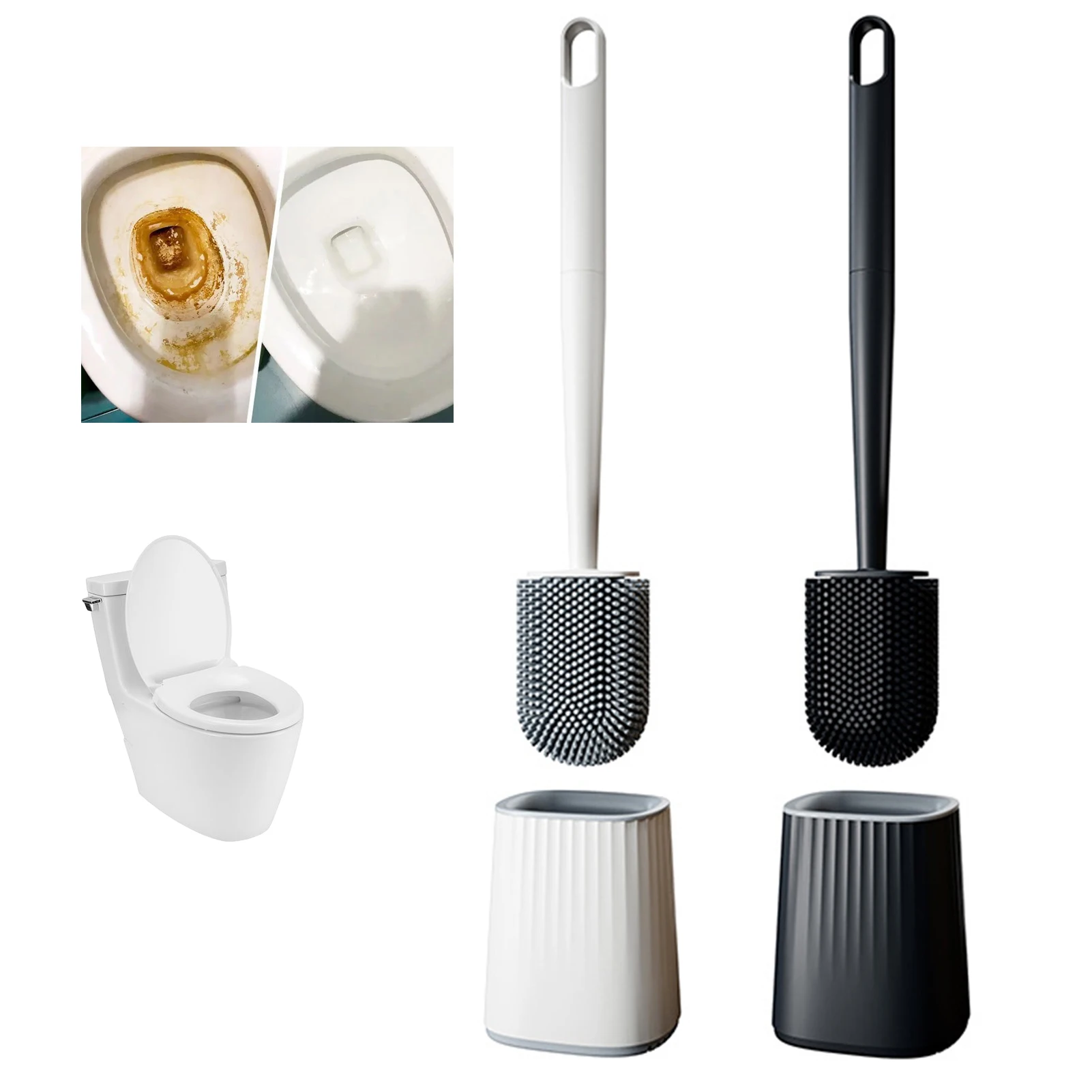 Bathroom Toilet Brush Set Non-Slip Hander Toilet Brush for Public Toilets Restroom Cleaning Brush