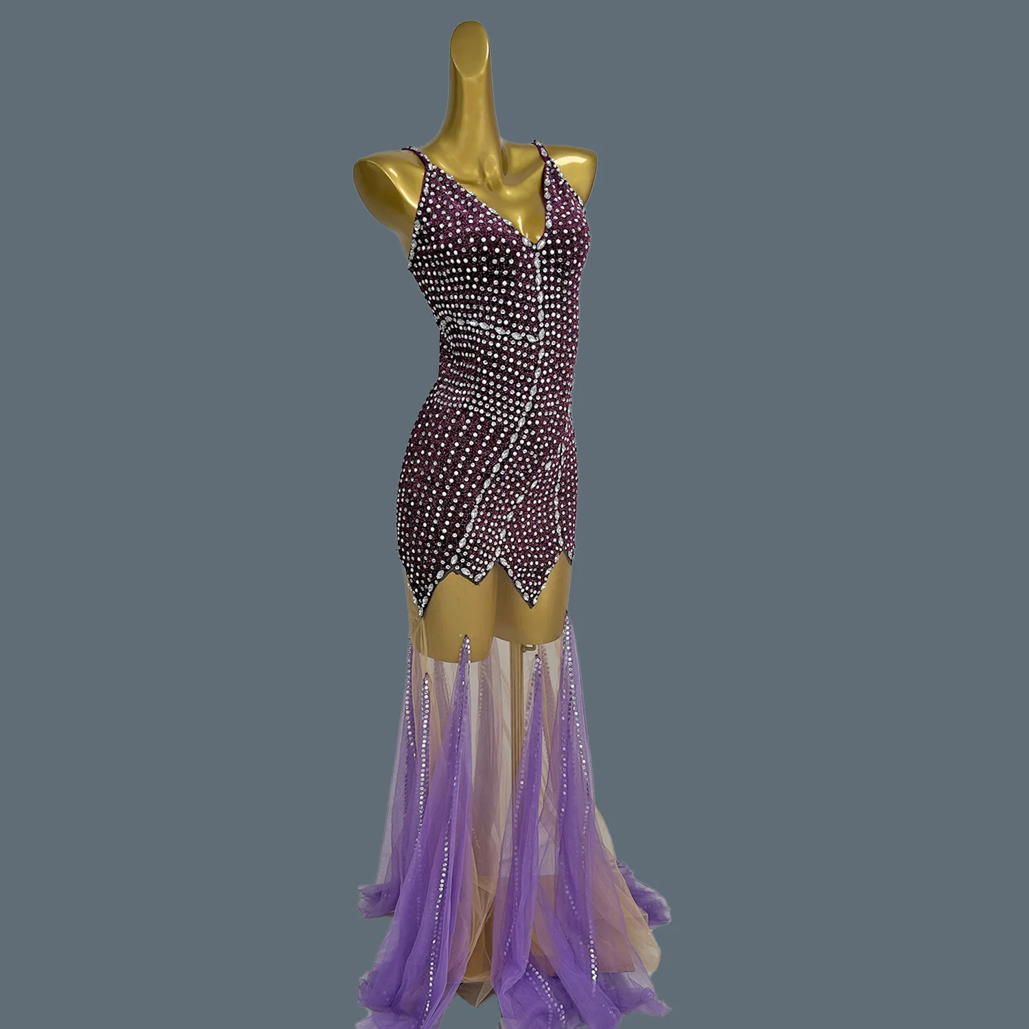 Vestido Sexy de cola de pez con diamantes de imitación brillantes, vestido de noche de malla transparente ajustado para mujer, vestido Formal de tirantes para fiesta de graduación y cumpleaños, Ranshao