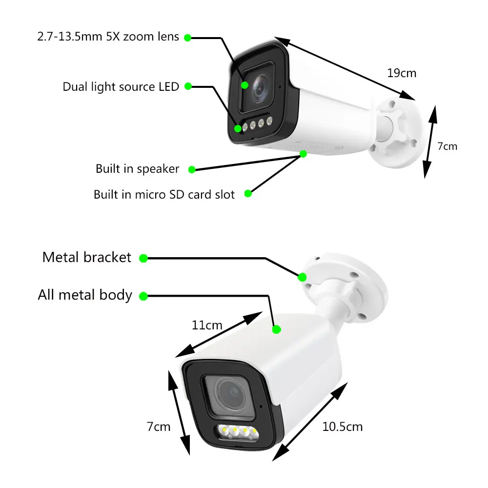 Seetong 4K 8MP So-ny415 Sicurezza Vedio POE 5X Zoom ottico 5MP Audio bidirezionale Doppia sorgente luminosa LED IR e visione notturna a colori