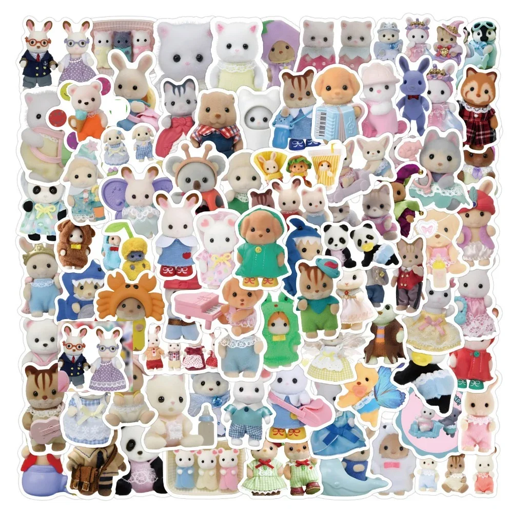 Imagem -03 - Kawaii Animal Cartoon Adesivos Bonito Pet Tigre Panda Coelho Faça Você Mesmo Esboço Presente Telefone Laptop Brinquedo do Miúdo Anime 60 Pcs 120 Pcs