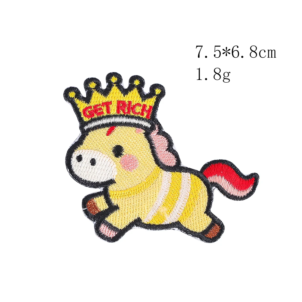 Cartoon-Einhorn-Pferd-Stickerei-Aufnäher-Set, 6 Stile, zum Aufbügeln, DIY-Aufnäher für Kleidung, Rucksack, Hut, Dekoration, Geschenk – Detail 5