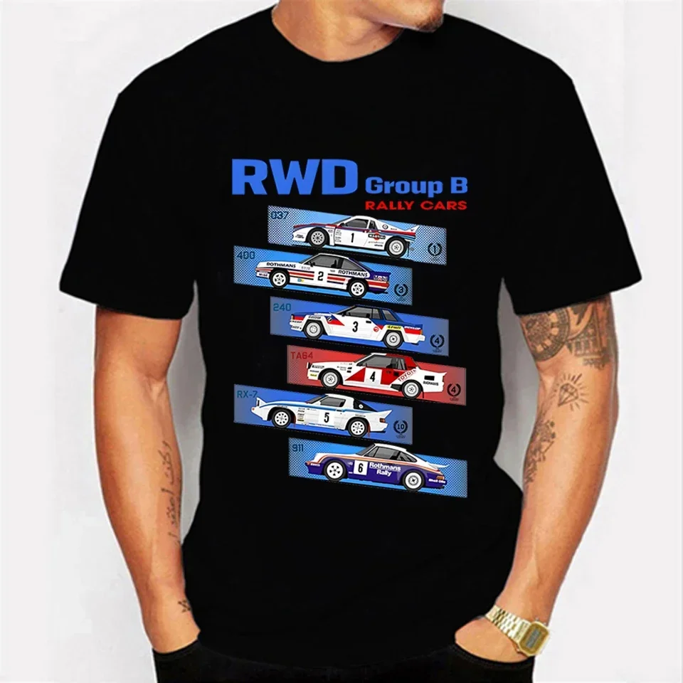 Group B RWD Rally Cars Graphic Funny Tee T-Shirts Fashion Summer Men Short Sleeve T Shirts Black Tops Tees Streetwear Camisetas