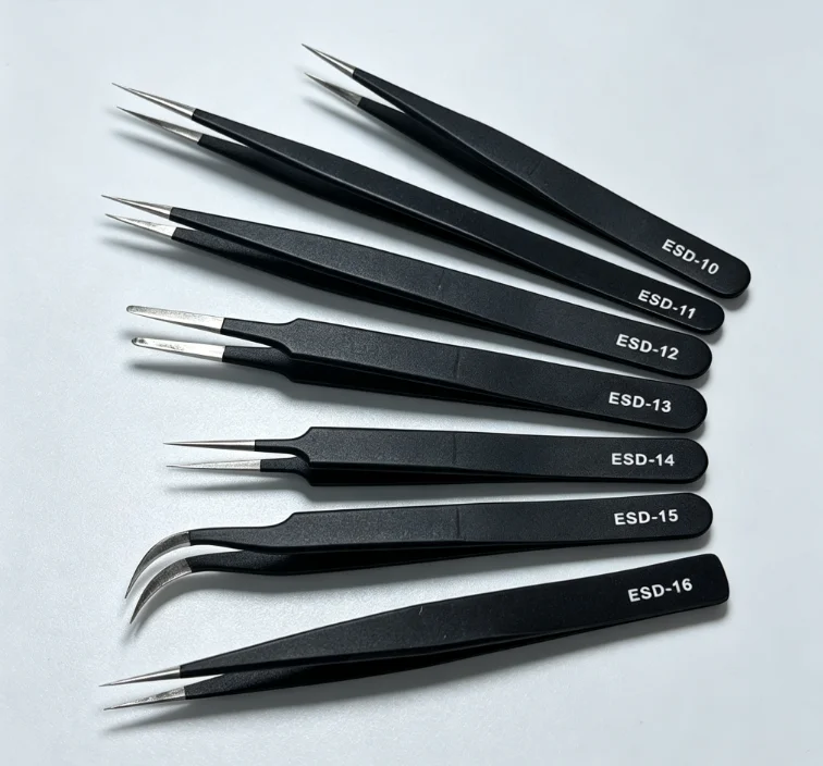 Precision Long Tweezers ESD Anti-static Stainless Steel For Electronic Maintenance Circuit Board Repair Jewelry Craft Tool