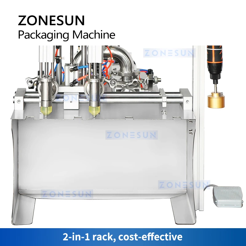 ZONESUN confezionatrice semiautomatica per sacchetti con beccuccio riempitrice liquida per alimenti per animali domestici pompa a pistone per tappatore a vite per salsa di succo ZS-GTSP2