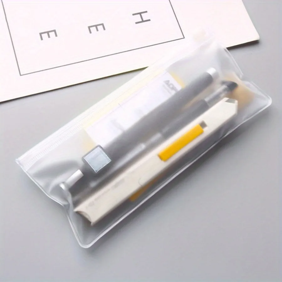 Stationery Packaging Zipper Bags Wholesale Home School Pencil Rubber Eyeglasses Ruler Storage Thicken Resealable PVC Zipper Bag