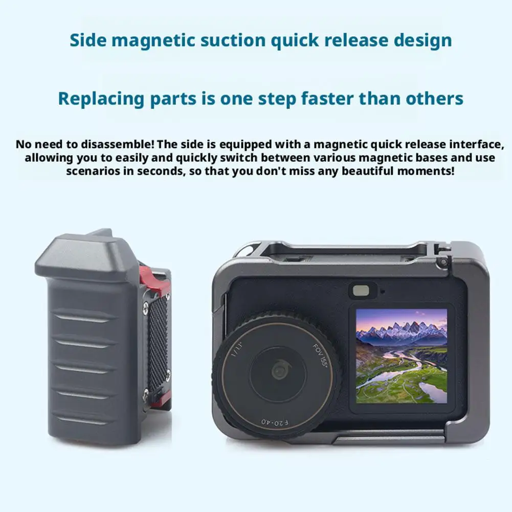   لـ dji Action 6 حامل قبضة الكاميرا قفص معدني لـ Action 6 ملحقات زر مصراع مقبض التصوير الفوتوغرافي ﻿