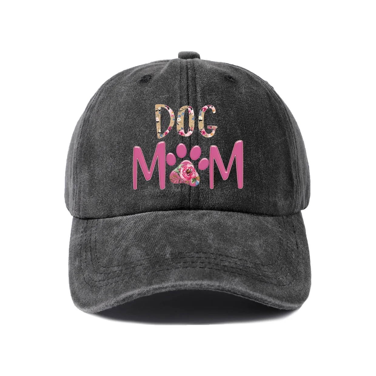 Retro Typography Graphic Baseball Cap, Vintage Washed Adjustable Unisex Dad Hat, Everyday Gift