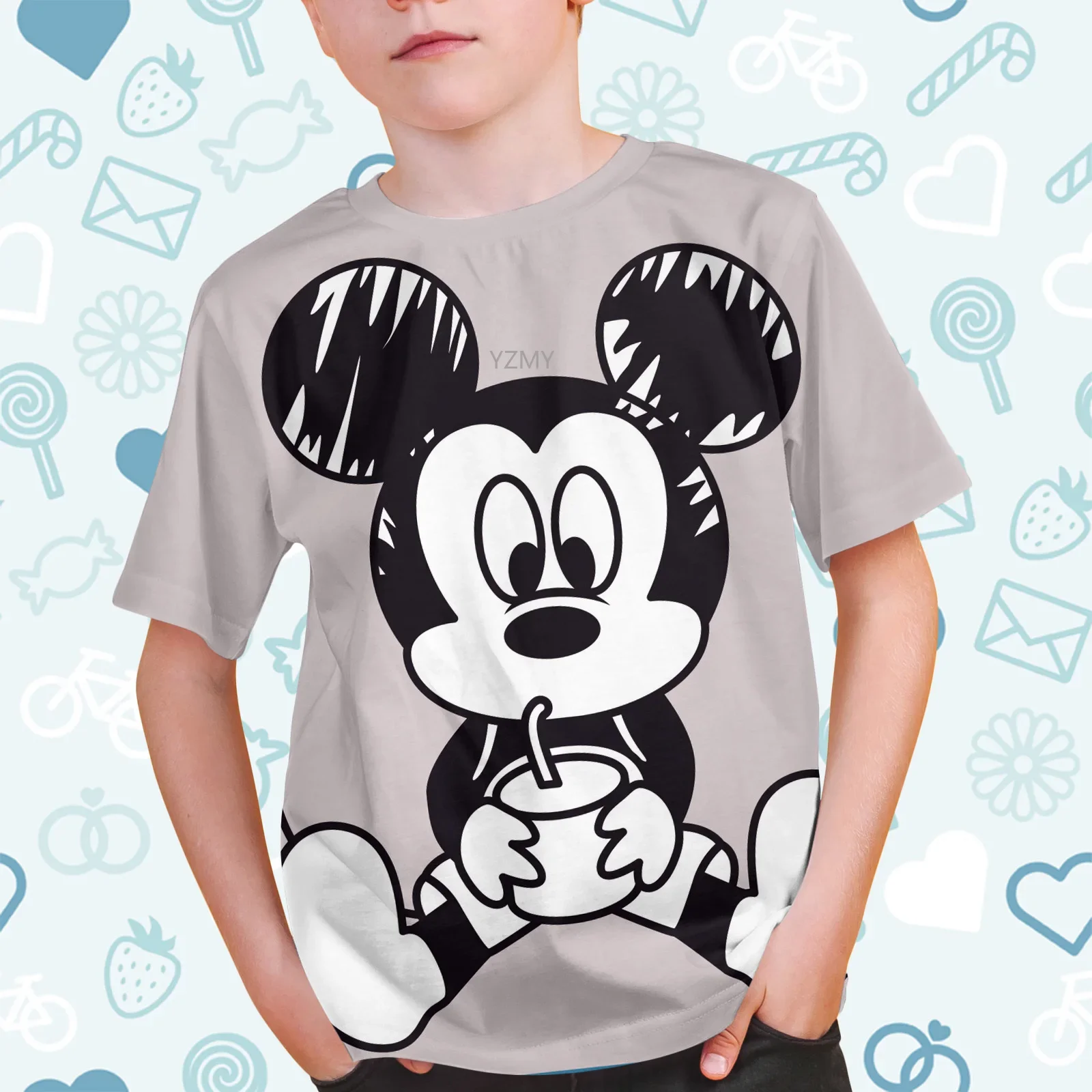 

Summer Short Sleeve 2024 O Neck Fashion Clothing Tops Disney Mickey Mouse Boys T-Shirt 100-6XL Kawaii 3-14 Years Streetwear