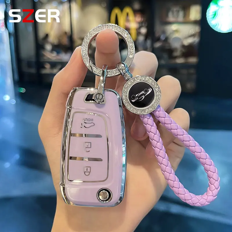 TPU-Schlüsselanhänger für Hyundai Elantra Solaris Tucson I30 I35 I40 KONA Genesis Santa Fe Azera Momen Schlüsselhülle