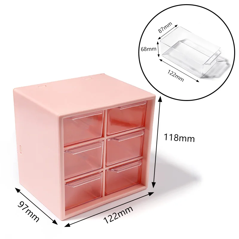 1PC Plastic Dust Proof Storage Box Six Palace Grid Drawer Storage Box Jewellery Cosmetics Organizer Student Stationery Organizer