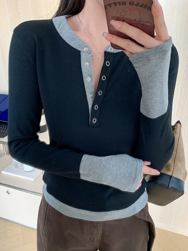 Spicy Girl Pure Desire Long Sve T-irt Base irt Women's Early Winter New Design Sensation Small ence Top