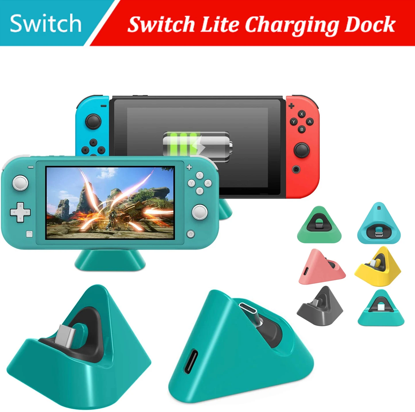 For Nintendo Switch Lite Travel Triangle Charger Dock Stand Multi Colors NS Switch Lite Console Charging Display Holder