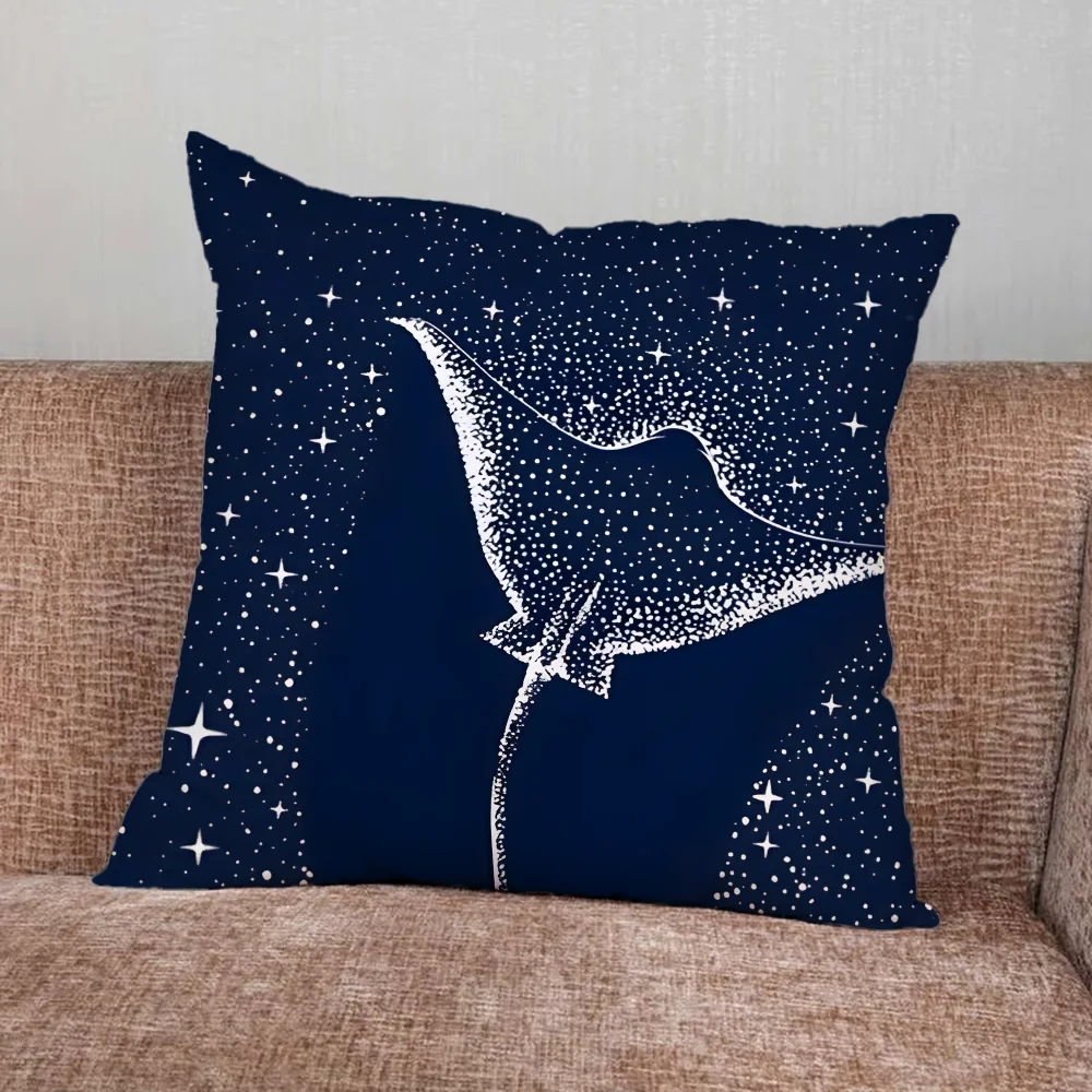 Animal Manta Ray Pillow Case For Home Bedroom Car Office Decoration Living Room Sofa Cushion Cover Suitable