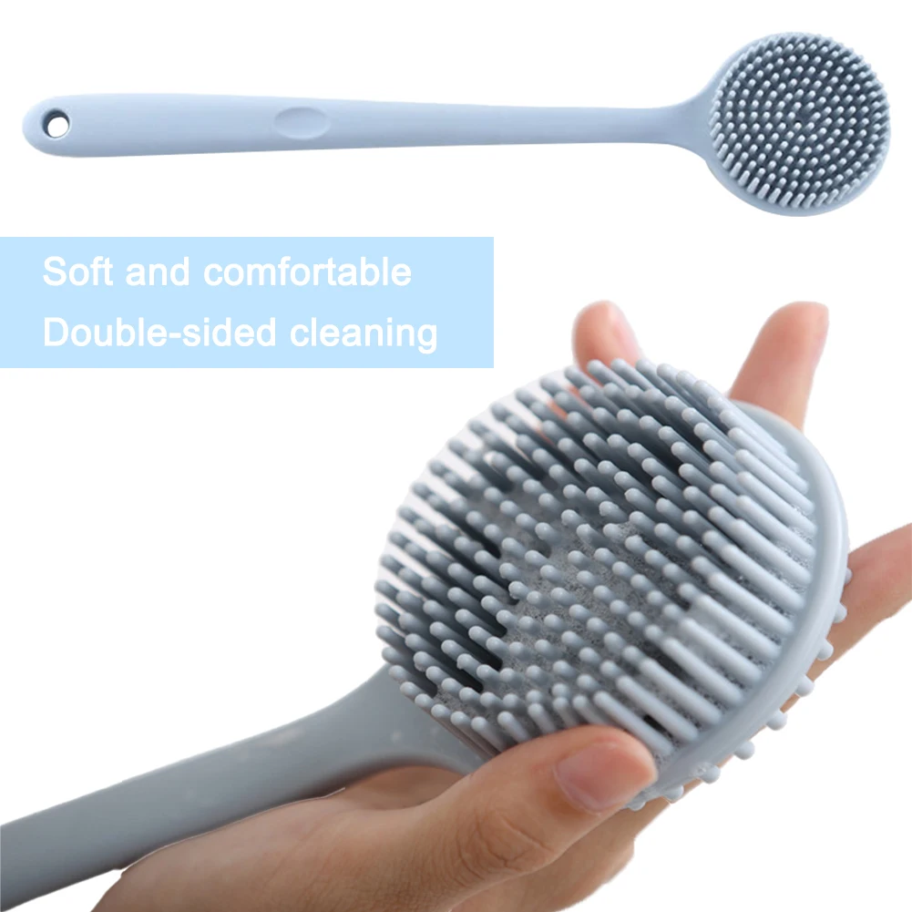 Scrubber per la schiena in silicone a doppia faccia Scrubber con manico lungo Manico lungo Scrubber per la schiena con fango Massaggio per doccia Spazzola per esfoliazione antiscivolo