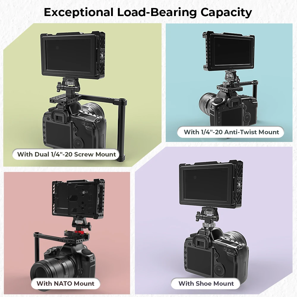 CAMVATE DSLR Camera Mount Swivel and Tilt Adjustable Monitor Holder with Shoe Mount With NATO Mount Monitor  Attachment