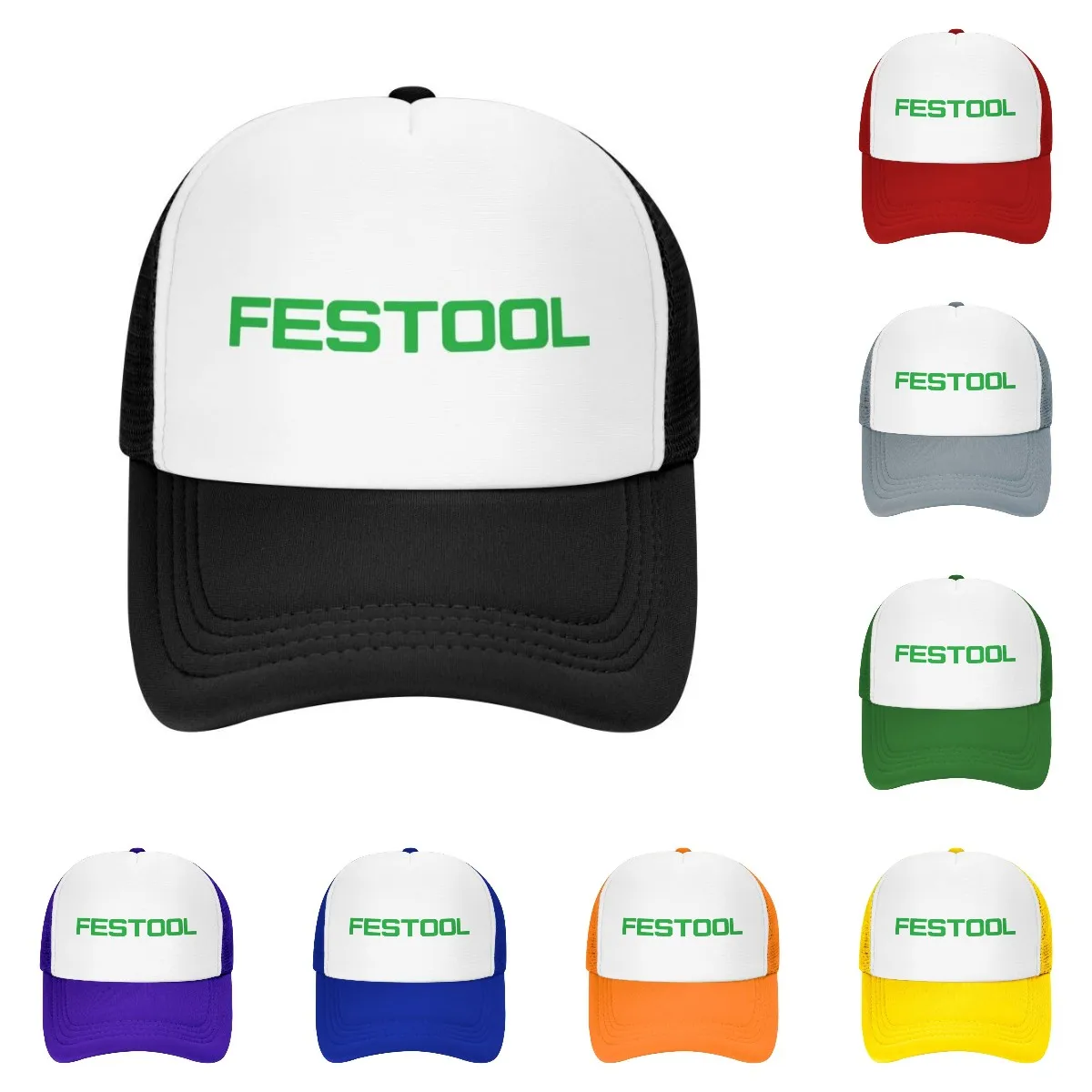 Festool Hats for Mens Adjustable Flat Bill Hat Baseball Cap Summer Trucker Hat Men Women Sun Mesh Breathble Sport Hiking Dad Hat