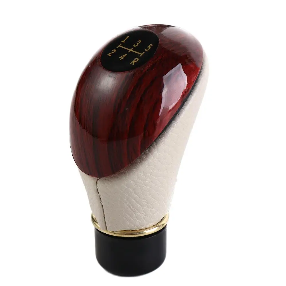 

PC PU Leather Gloss Imitation Peach Wood Auto Gear Shift Knob 5-Speed Lever Manual Gear Stick Knob Car Shift Knob Shift Shifter