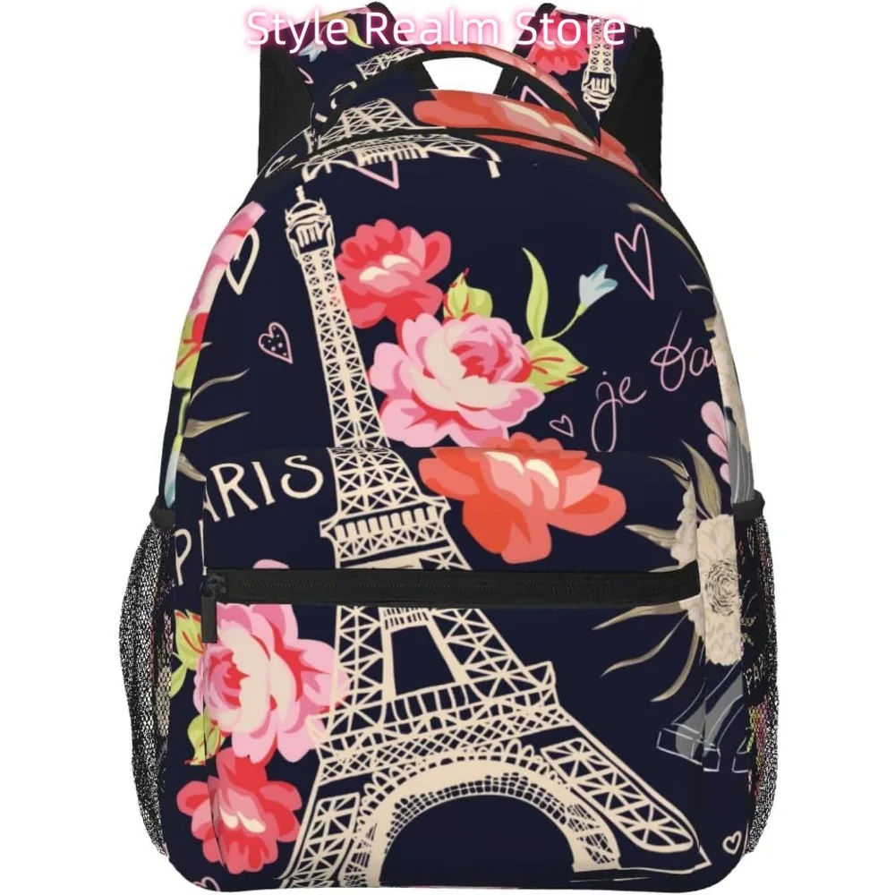 

Stylish Paris Tower Lightweight Laptop Backpack Lightweight Multipurpose Travel Casual Daypack Unisex College Backapcks for Men
