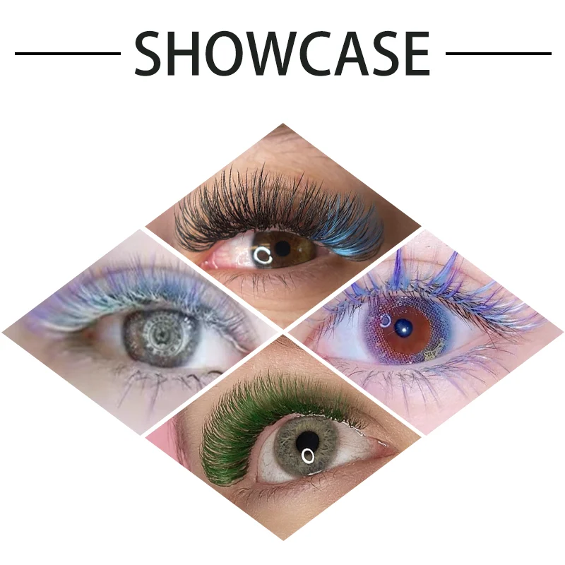 Rose Pink/Purple/ Yellow/Green/Blue/Pink 6 Colors Rainbow Macaron color Hand Woven Premium Synthetic Mink Eyelashes