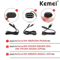 Original USB Power Charger Cable for Kemei 1986PG 1949 2028 2026 Professional Hair Clipper Hair Trimmer Machine Accessories