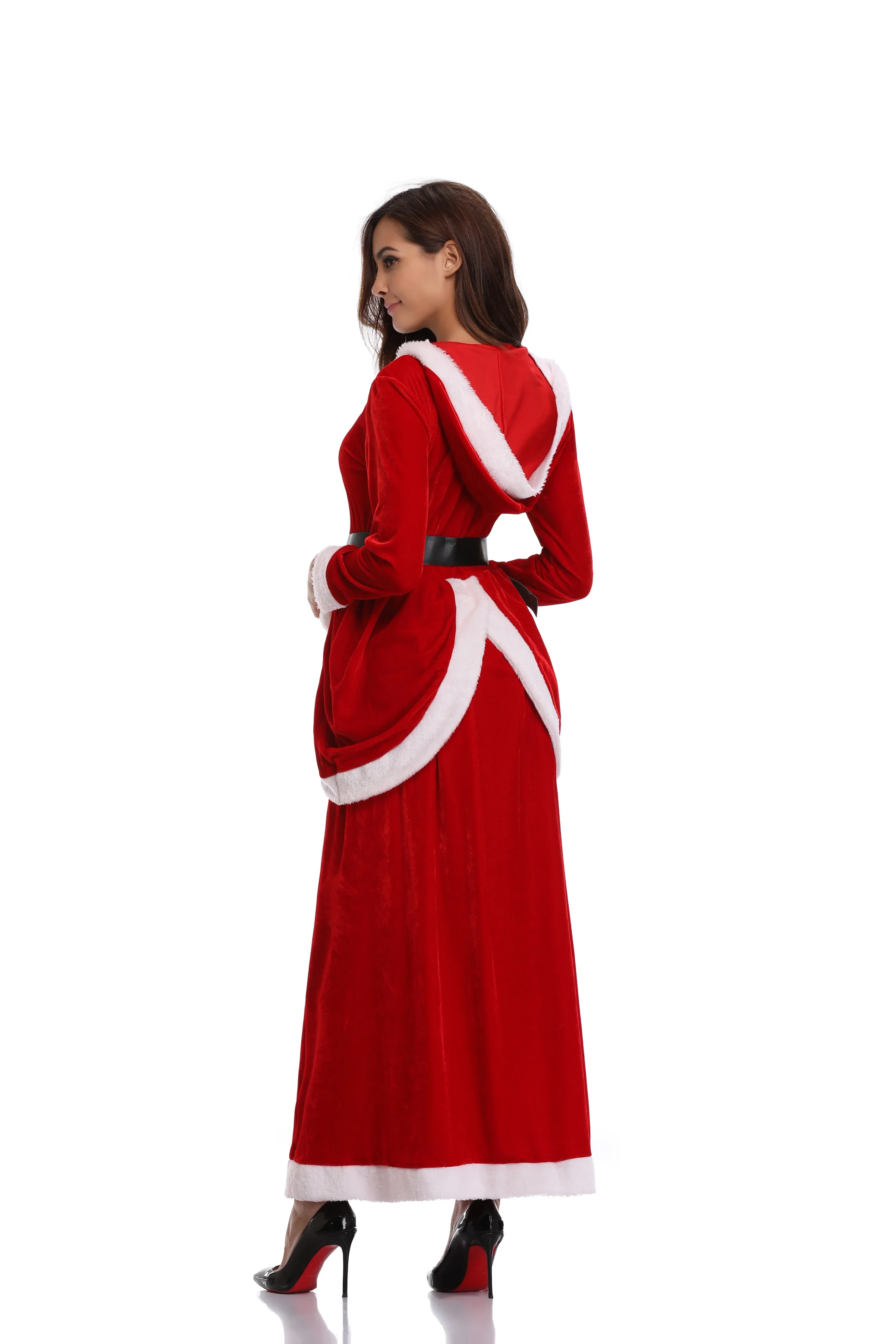 Disfraz de Navidad para mujer adulta Vestido con capucha de manga larga de Papá Noel