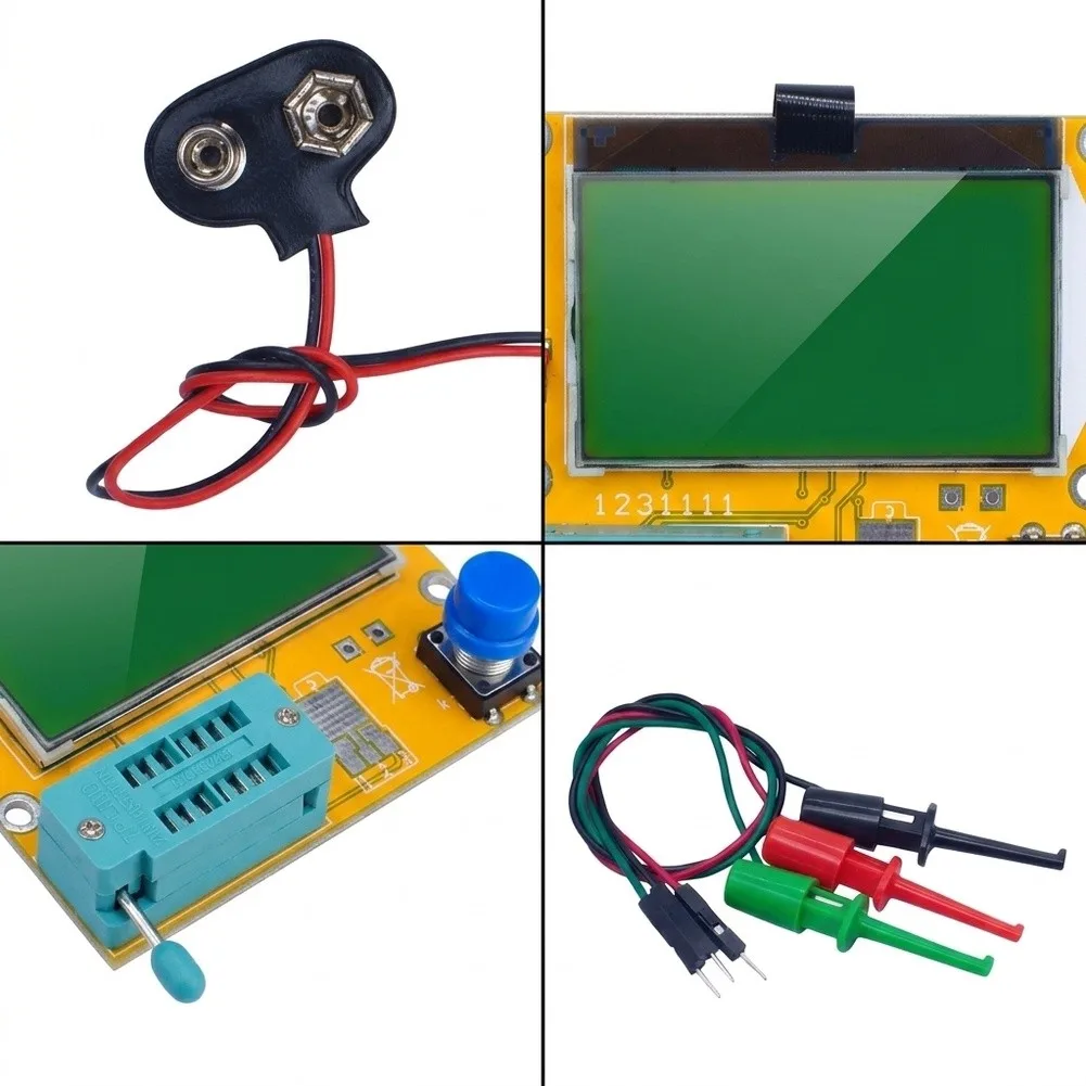 Transistor Tester for Electronic Repair and Circuit Debugging with Auto Pinout Mapping and Component Type Detection