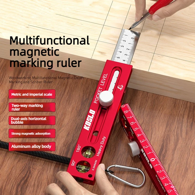 

woodworker Marking and positioning ruler score Tools aluminum alloy Multifunctional slide With horizontal ruler Metric Imperial