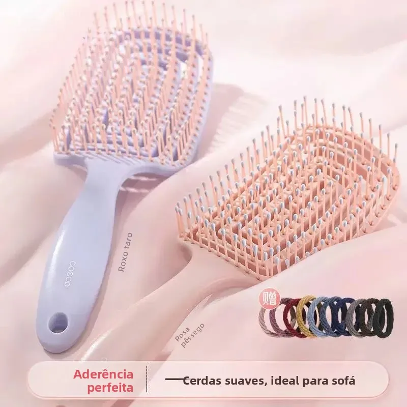 女性用特別大型カーブコーム中空ハイヘアラインふわふわロングヘアブラシスムーズヘアコームヘアスタイリングツール