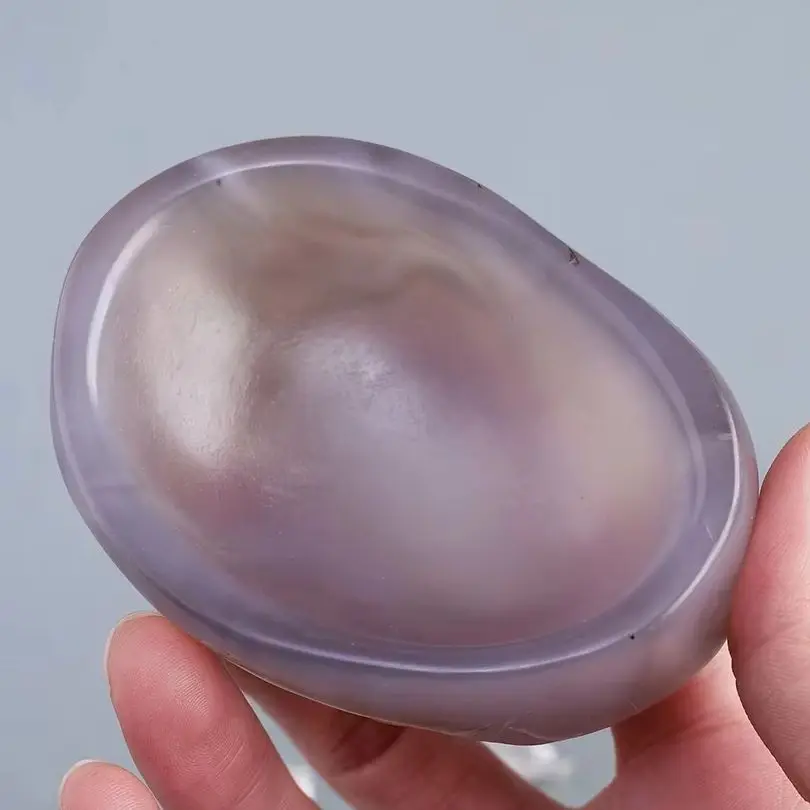 

Natural Gray Agate Crystal Bowls Agate Bowl Handmade free-form gemstone cutlery for degaussing and meditation Crystal Crafts