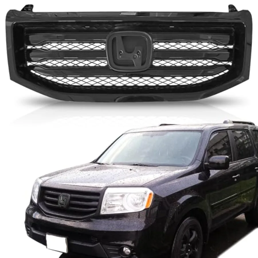 

Front Upper Grille Gloss Black Grill for 2012-2015 Honda Pilot HO1202108 75105SZAA11