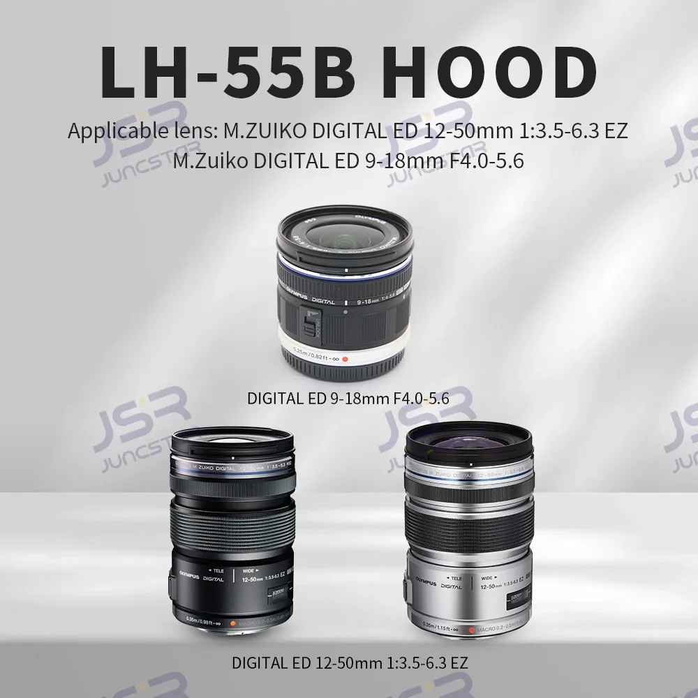 Замените световой щиток LH-55B для аксессуаров для линз Olympus ED12-50mmED 9-18 мм.