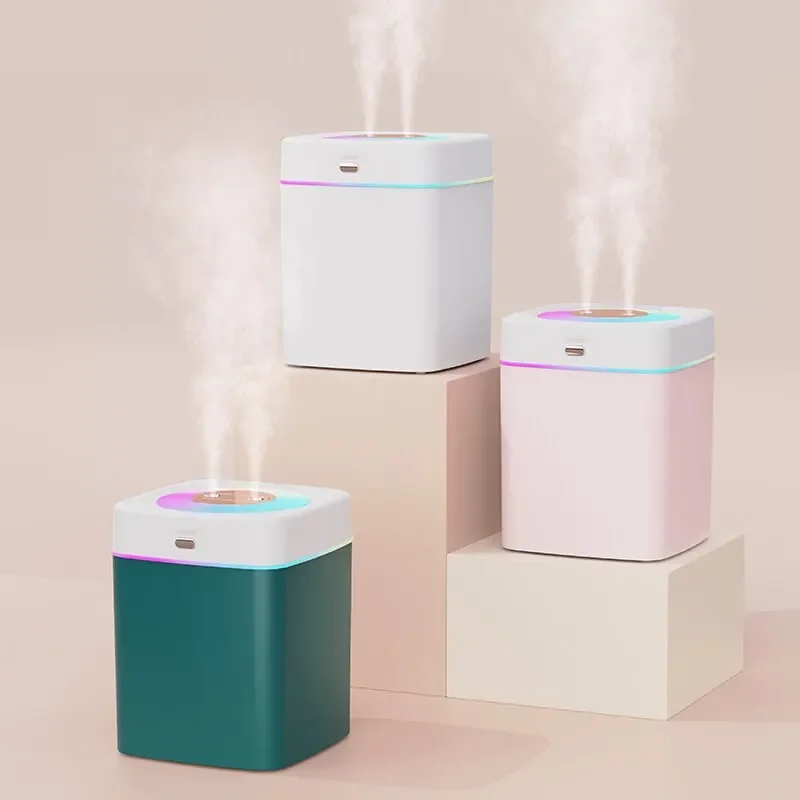 

3L USB Bedroom Fog Mute Desktop Humidifier Large Capacity Home Riding Atmosphere Color Light White, Green and Pink