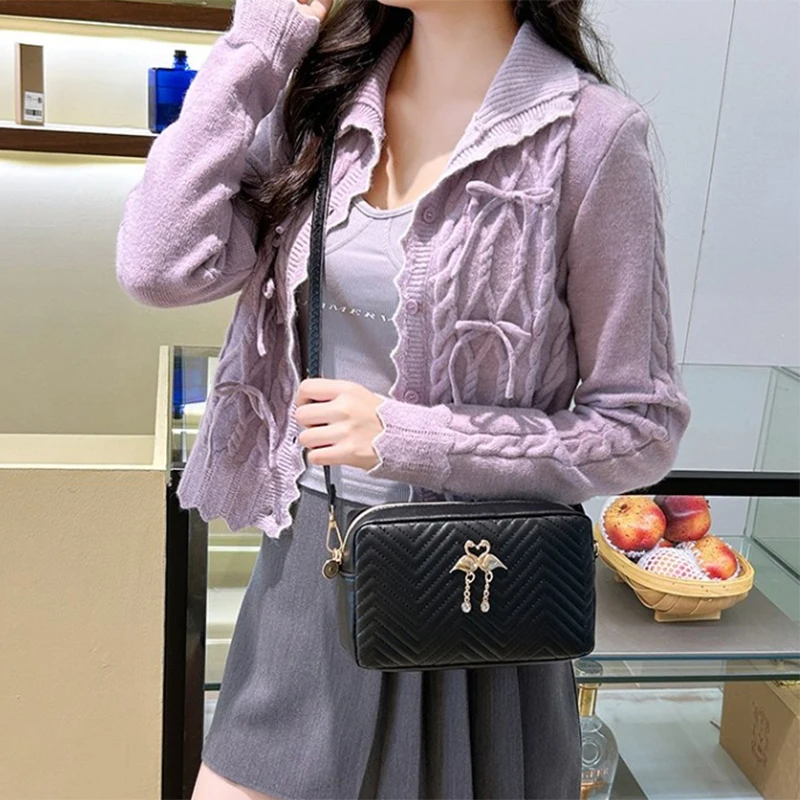 

Женская модная волнистая сумка на плечо, однотонная сумка через плечо из искусственной кожи с подвеской в виде лебедя, сумка через плечо